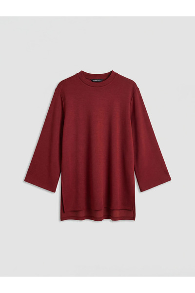 LC Waikiki Μπορντό ψηλός λαιμός oversized Γυναικείο Φούτερ Τούνικ