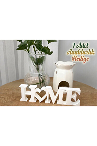 Home Yazılı Dekoratif Biblo Ve Masaüstü Dekor - Beyaz - Plastik 20 cm