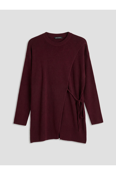 LC Waikiki Γυναικείο πλεκτό τούνικ με λαιμόκοψη μπορντό