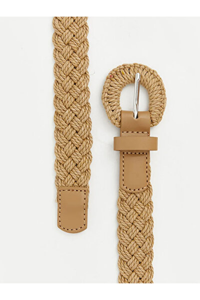 LC Waikiki Μπεζ ψάθινη πλεκτή γυναικεία ζώνη