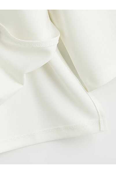 LC Waikiki Λευκό Γυναικείο Φούτερ Τουνίκ με λαιμόκοψη Crew Neck και απαλή υφή