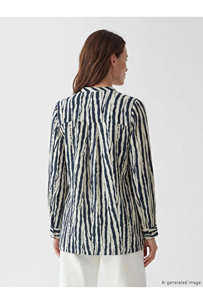 LC Waikiki Γυναικείο τουνίκ με σχέδιο σε χρώμα εκρού και γιακά ραμμένο σε γρα...