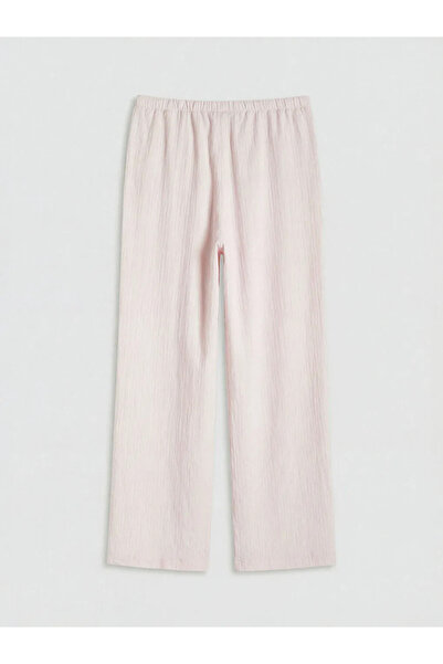 LC Waikiki Ροζ γυναικείο παντελόνι με ελαστική μέση και υφή