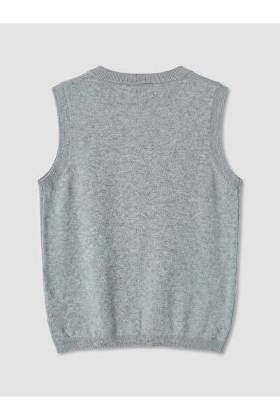 LC Waikiki Γκρι γυναικείο πλεκτό γιλέκο με λαιμόκοψη ποδηλάτου