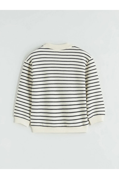 LC Waikiki Μπεζ φούτερ με ριγέ γιακά πόλο για αγόρια