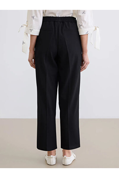 LC Waikiki Μαύρο ελαστικό γυναικείο παντελόνι μέσης