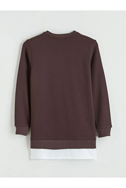 LC Waikiki Καφέ γυναικείο φούτερ με λαιμόκοψη τούνικ