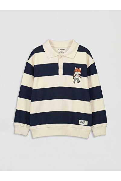 LC Waikiki Μπλουζάκι με ριγέ γιακά πόλο για αγόρια σε μπλε ναυτικό χρώμα