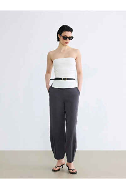 LC Waikiki Γυναικείο παντελόνι με ελαστική μέση ανθρακί