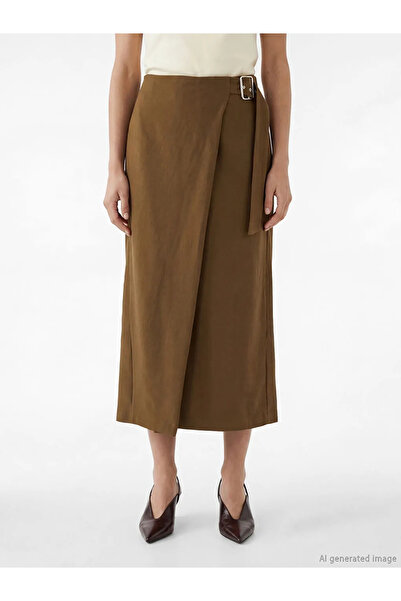 LC Waikiki Χακί φούστα με λεπτομέρεια αγκράφα στη μέση