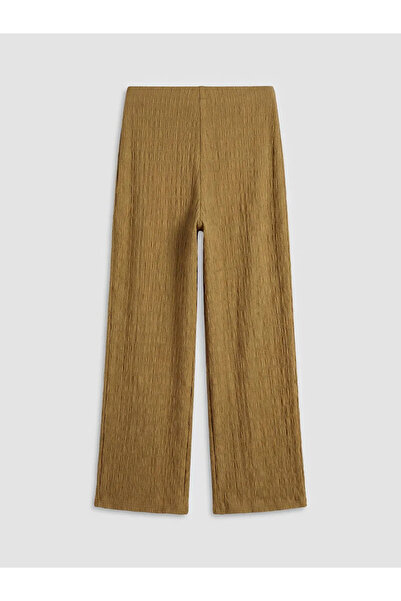 LC Waikiki Κίτρινο γυναικείο παντελόνι με ελαστική μέση και υφή