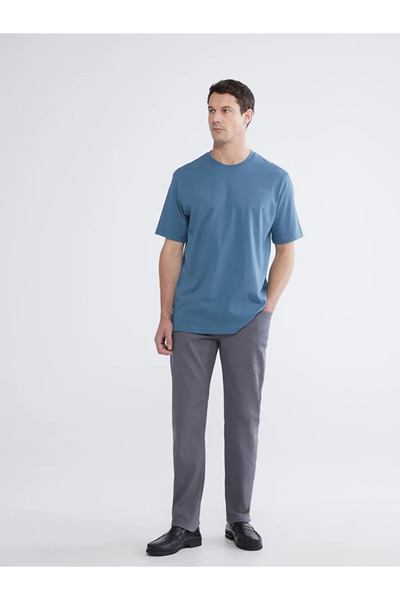 LC Waikiki Γκρι ανδρικό παντελόνι chino από γαμπαρντίνα στενής γραμμής