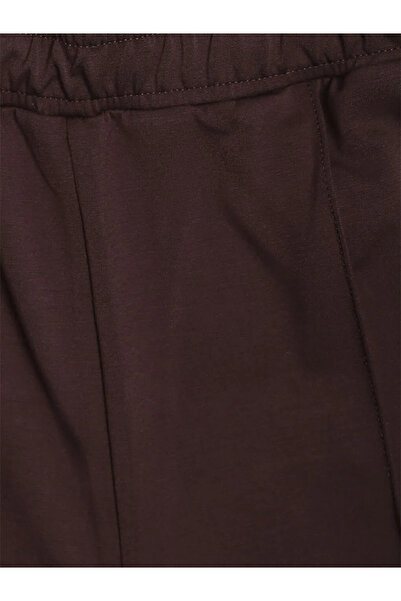 LC Waikiki Καφέ Γυναικείο Παντελόνι με Πιέτες σε Σχέδιο Καρότο