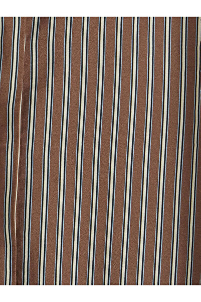 LC Waikiki Καφέ ριγέ γυναικείο πουκάμισο τουνίκ