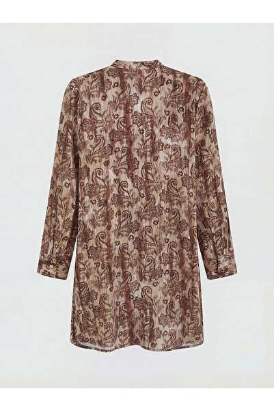 LC Waikiki Γυναικείο πουκάμισο-τουνίκ με λουλουδάτο γιακά Mürdüm Hakim