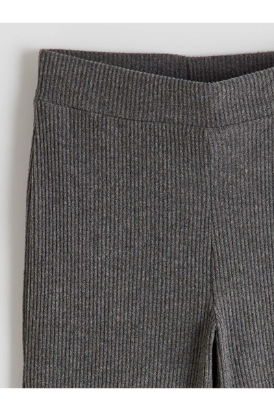 LC Waikiki Γυναικείο παντελόνι ανθρακί με ελαστική μέση και φαρδιά μπατζάκια