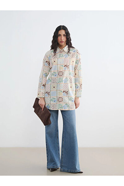 LC Waikiki Γυναικείο πουκάμισο-τουνίκ με μικτά σχέδια σε μεγάλο μέγεθος