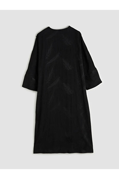 LC Waikiki Μαύρο γυναικείο κιμονό με σχέδιο σε σχήμα V