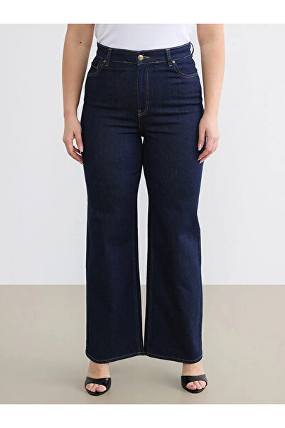 LC Waikiki Γυναικείο τζιν παντελόνι σε μπλε ναυτικό χρώμα, μεγάλο μέγεθος, φα...