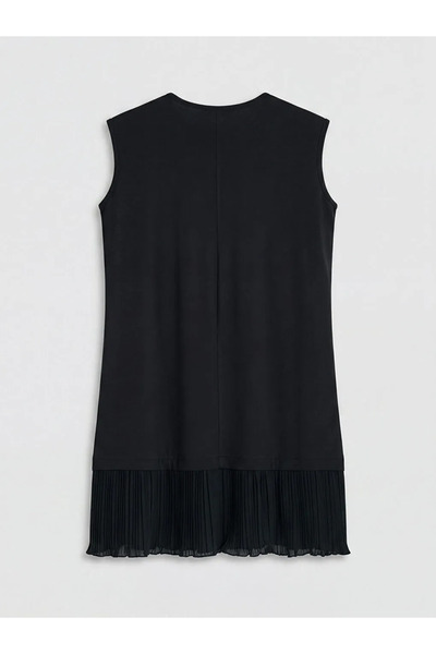 LC Waikiki Μαύρο γυναικείο τουνίκ με πιέτες και λαιμόκοψη ποδηλάτου