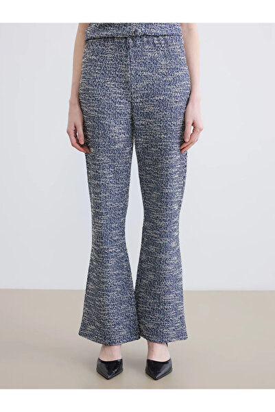 LC Waikiki Γυναικείο παντελόνι τουίντ σε σκούρο μπλε χρώμα με ελαστική μέση κ...