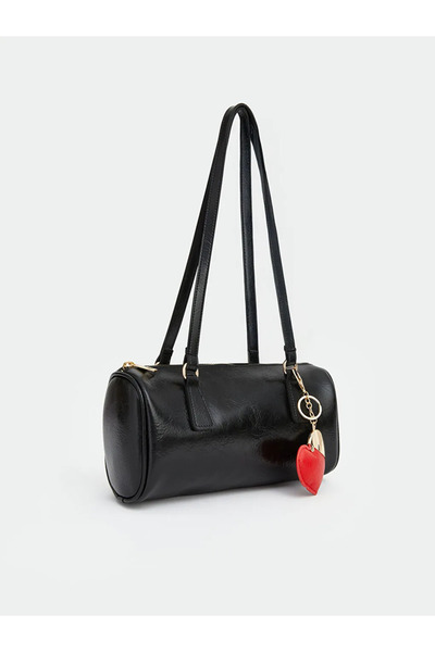 LC Waikiki Γυναικεία τσάντα ώμου με δερμάτινη όψη και αξεσουάρ σε μαύρο χρώμα...