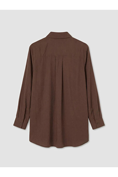 LC Waikiki Καφέ Modal Μικτό Γυναικείο Πουκάμισο Τούνικ