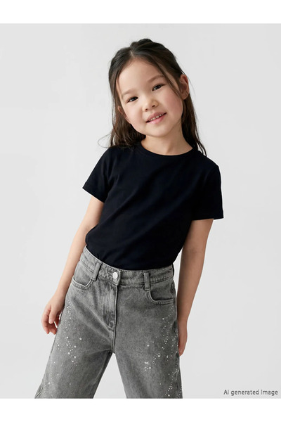 LC Waikiki Γκρι παντελόνι τζιν για κορίτσια με κεντήματα από πέτρα