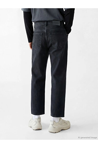 LC Waikiki Μαύρο ανδρικό τζιν παντελόνι με φαρδιά μπατζάκια