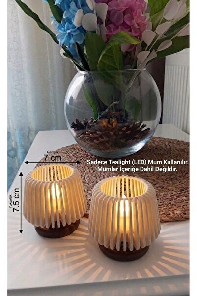 Abundix3Dstudio 2'li Dekoratif Modern Tealight(LED) Mumluk,Kahve Yanı Sunumlu...