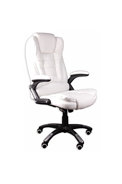 Mobplayers Καρέκλα Γραφείου Brandon Λευκή, Γνήσιο Δέρμα, Λειτουργία  "Chaise ...