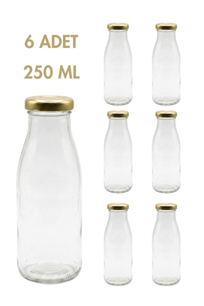 Milea 6 Adet Smoothie Şeffaf Yağdanlık Meşrubat, Limonata Şişesi Sürahi Gold ...