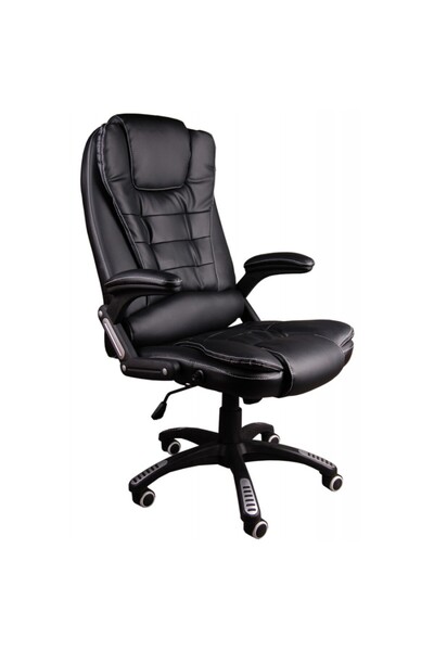 Mobplayers Καρέκλα γραφείου Brandon, μαύρη, ραμμένη με λευκή κλωστή, δερμάτιν...