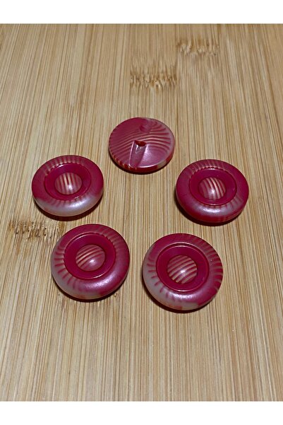 Lorin hobi Veined Polyester Button 18 mm 5 Pieces Red