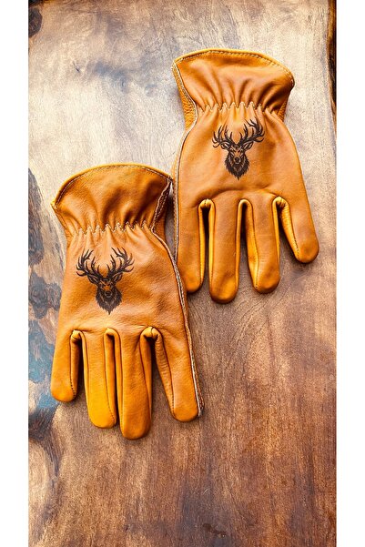 Redpardus Gerçek Deri Bushcraft Eldiven – Geyik Desenli Kamp Outdoor Eldiveni