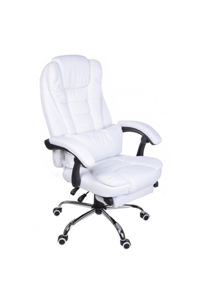 Mobplayers Brandon-Max Λευκή Υφασμάτινη Καρέκλα Γραφείου με Λειτουργία  "Chai...