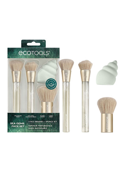 Ecotools Brochas Maquillaje + Esponja Sea Gems Estuche 4 pz