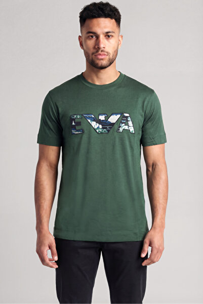 Emporio Armani Erkek Regular Fit Logo İşlemeli Kısa Kollu Yeşil T-Shirt