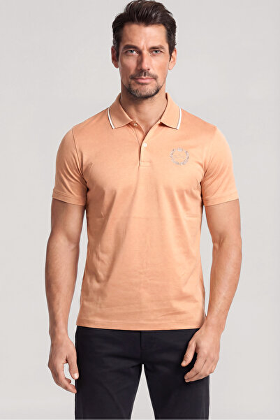 PAUL&SHARK Men's Regular Fit Logo Embroidered Cotton Short Sleeve Orange Polo...