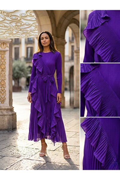 Rabiossa Women's Elegant Flounce Detailed Dress