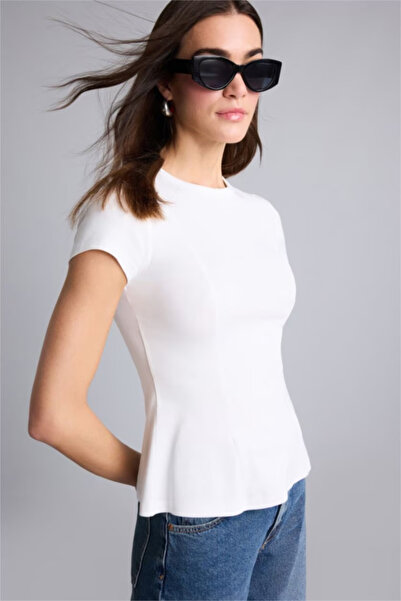 DeFacto 100% Cotton Slim Fit Crew Neck Ribbed Short Sleeve T-Shirt H6057Ax26Sm