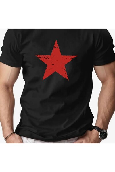 Caddemia yaz % 100% saf pamuk moda rahat gevşek kırmızı yıldız deseni baskılı...