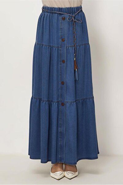 Alvina Belted Denim Skirt 60673