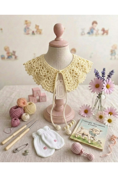 ih ihra Hand Knitted Fake Collar for Kids - Shirt and Dress Accessory