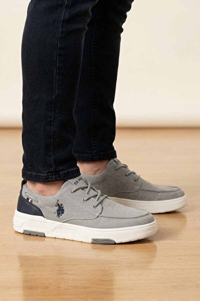 U.S. Polo Assn. Erkek Gri Kanvas Dynamic Deck Shoe - Günlük Rahat Ayakkabı