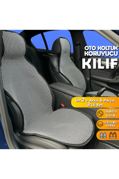 Drs Tuning Renault Megane 4 Uyumlu Koltuk Kılıfı Minder Çizgili Füme Beyaz 2+...