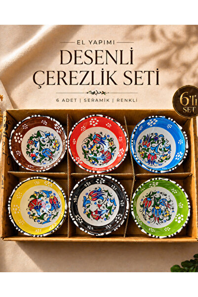 SUFİ TESBİH & ESANS VE HEDİYELİK 6’lı El Yapımı Seramik Çerezlik Lokumluk Sun...
