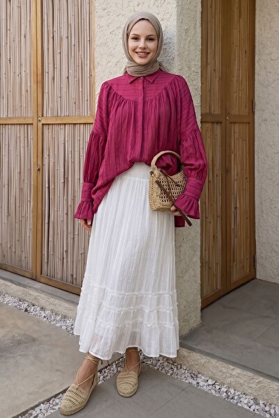 InStyle Φούξια πουκάμισο με βολάν στις μανσέτες