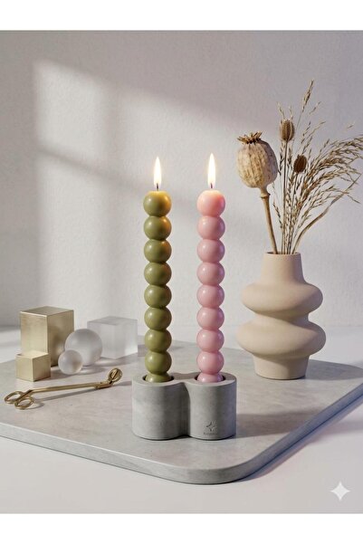 SCA CANDLE Dekoratif Soy Mum şamdanlık Mum top top model top model yeşil ve p...