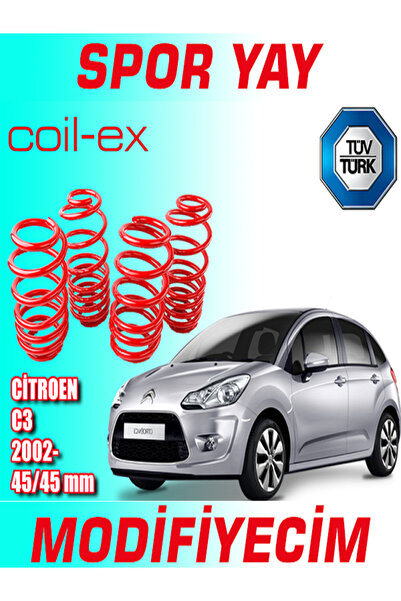 Modifiyecim Citroen C3 Uyumlu 2002 Sonrası 45-45MM Coil-Ex Spor Yay Helezon